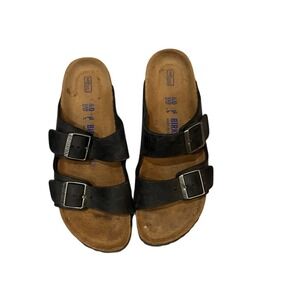 Birkenstock Arizona Black Suede Soft Footbed Sandals EU 40 US Women 9